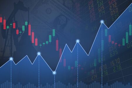 oil stock market graphs,line chart currency.の写真素材