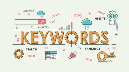 illustration of color and thinline keywords marketing onlineのイラスト素材