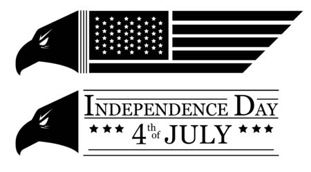 black and white independence eagle Independence day USA celebration bannerのイラスト素材
