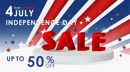 USA Independence Day sale vector banner template. Holiday white background.Independence Day bannerのイラスト素材