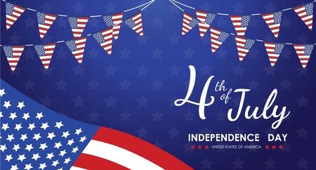 Fourth of July Independence Day. Vector illustration,Happy Independence Day of the USA Vector Illustration.のイラスト素材