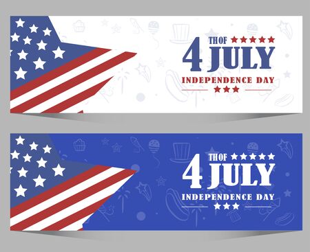 Banners collection independence day background. the usa 4 th july. Happy independence day ,the usa star two color template banner.のイラスト素材