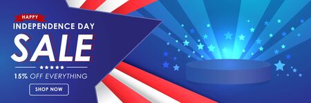 USA Happy Independence Day sale vector banner template. space Palle product tHoliday navy frame  background. 4 of July celebration concept.のイラスト素材