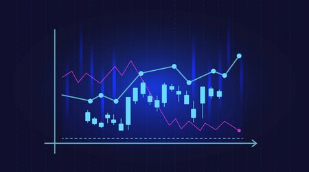 forex chart backdrop with candlestick and index grid. Trade and economy concept.のイラスト素材