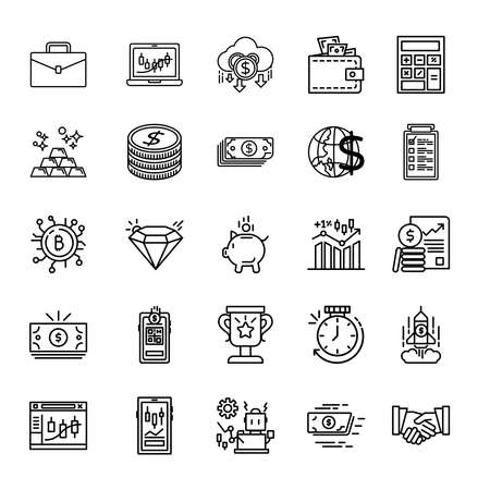 business finance line icons set. Modern outline elements, graphic design concepts, simple symbols collection. Vector line icons.のイラスト素材
