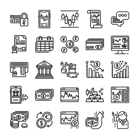 business finance line icons set. Modern outline elements, graphic design concepts, simple symbols collection. Vector line icons.のイラスト素材