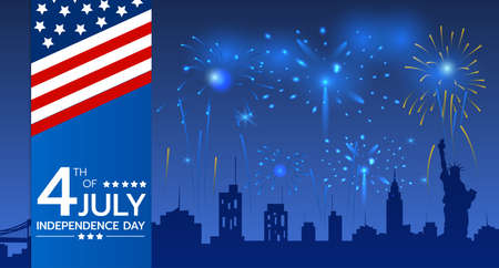 Fourth of July Design with Flag on Blue Background for Banner.の写真素材