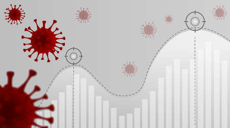Blurred Red Virus Illustration concepts of second wave coronavirus pandemic outbreak.のイラスト素材