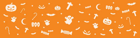 Halloween vector seamless pattern,seamless pattern of pumpkins on a orange background, wallpaperのイラスト素材