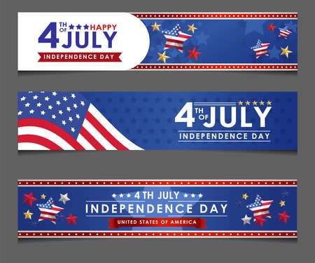 Independence Day Set banner design template,Fourth of July Independence Day, Vector illustrationのイラスト素材