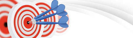 arrows hitting the center of target, target Red Executive Vision on grey background, 3d renderの写真素材