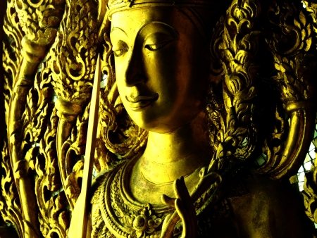 Golden door guards temple in Thailand    の写真素材