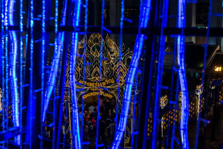BANGKOK,THAILAND-DECEMBER 27,2014: New year 2015 decoration in Bangkok in a theme of Kingdom of Light.のeditorial素材