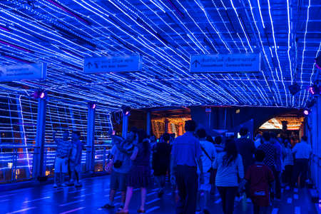 BANGKOK,THAILAND-DECEMBER 27,2014: New year 2015 decoration in Skywalk,Ratchaprasong,Bangkok in a theme of Kingdom of Light.のeditorial素材