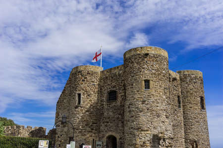 EAST SUSSEX,ENGLAND-AUGUST 3,2016 : Rye Castle Museum or Ypres Tower, one of popular attractions in Rye ,under the clear blue sky in summer.のeditorial素材