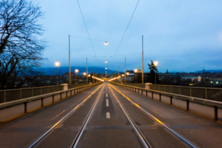 Evening Road on the Bridge in Bern, Switzerland- the view from the roadの写真素材