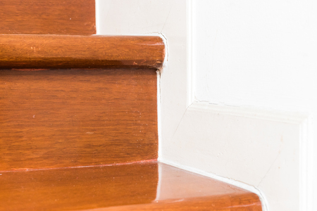 detail of brown wooden stair in houseの写真素材
