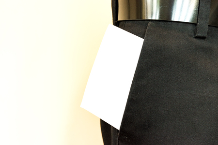 businessman and blank paper in pocketの写真素材