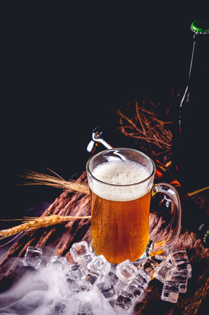 Still Life with of beer and draft beer with ice  by the glass.の写真素材