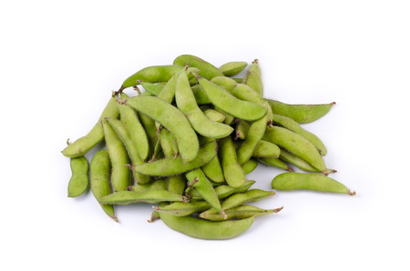 green soybean isolated on white background.の写真素材