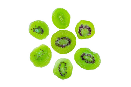 dried kiwi isolated on white background.の写真素材
