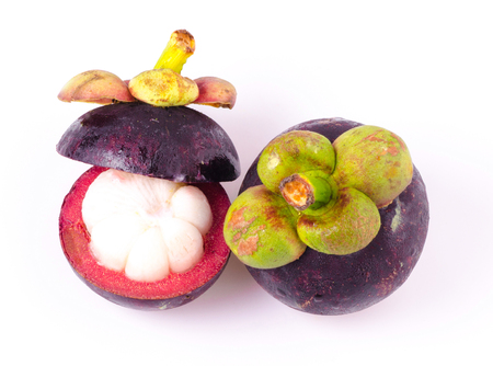 Mangosteen isolated on white background.の写真素材