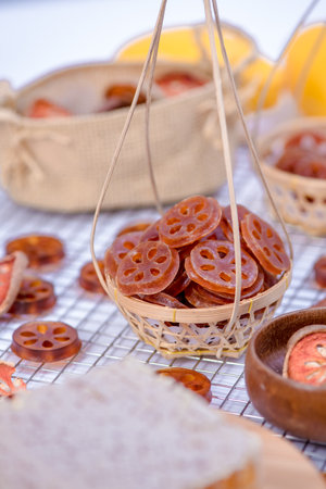Crispy Jelly with  Bael Fruit With Sweet Honey ,   Thai dessert delicious.