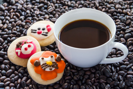 cup of coffee and cookiesの写真素材