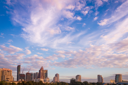 Beautiful blue sky and cloud on cityscape (select composition)の写真素材