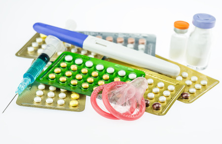 Contraception and birth control pills (selective focus)の写真素材
