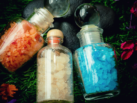 Salt spa in the bottle,spa conceptの写真素材