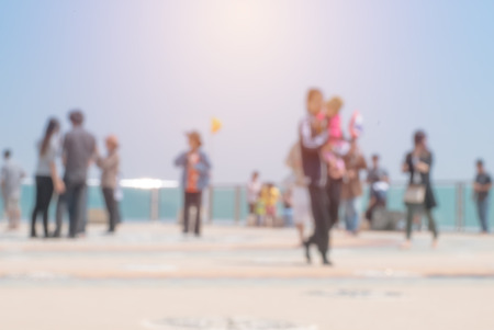 Abstract blurred of image people walking on a streetの写真素材