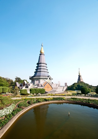 Pagoda on the top of mountain at Intanon national park, Thailandのeditorial素材