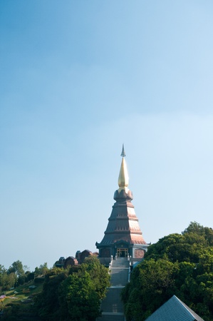 Pagoda on the top of mountain at Intanon national park, Thailandのeditorial素材