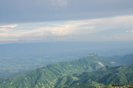 Fog over Peaceful Valley a view from top of mountain, Thailandの写真素材