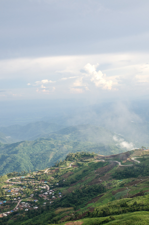Fog over Peaceful Valley a view from top of mountain, Thailandの写真素材