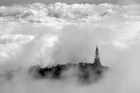 Amazing view of Padoga on top of mountain in black and whiteの写真素材
