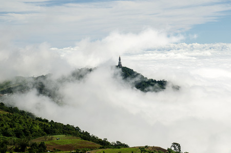 Amazing view of Pagoda on top of mountain overの写真素材