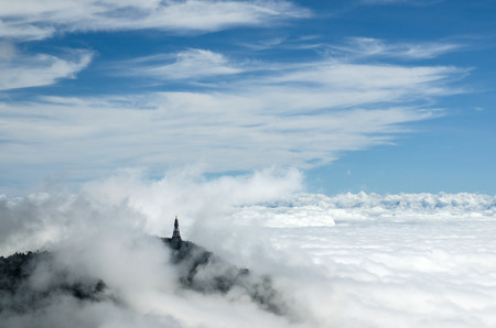 Amazing view of Pagoda on top of mountainの写真素材