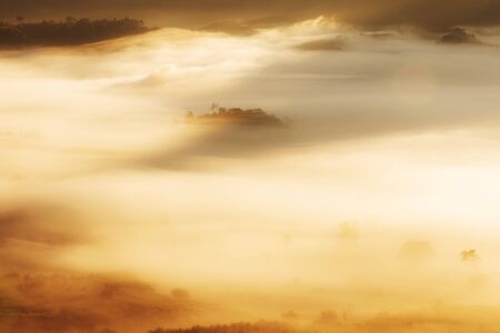 Beautiful Mystic mist valley at Phu Langka , Thailandの写真素材