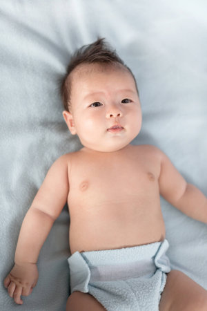 Image of 3 months old japanese baby boyの写真素材