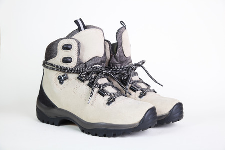 hiking shoes on white backgroundの写真素材