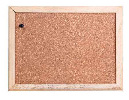 cork board with wooden frame on white backgroundの写真素材