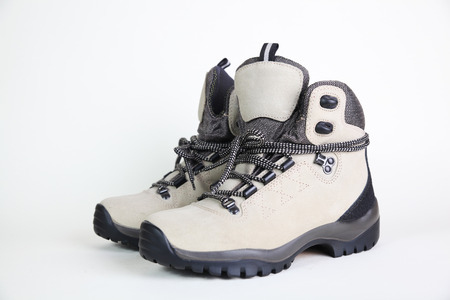 hiking shoes on white backgroundの写真素材