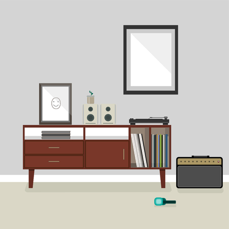 Illustration of living room interior design.のイラスト素材