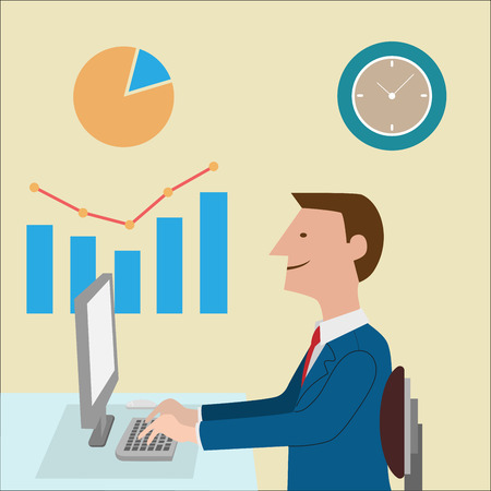 vector illustration of a working business manのイラスト素材