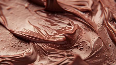 This image showcases a smooth and glossy chocolate spread, highlighting its rich texture and creamy appearance, perfect for dessert lovers and culinary enthusiasts.の素材