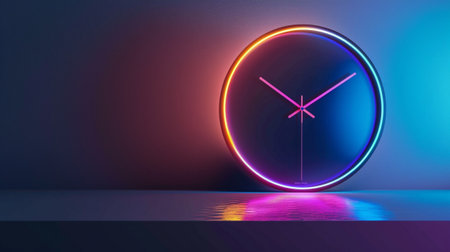 A modern neon clock featuring a vibrant glow, showcasing minimalist design. Perfect for enhancing interior spaces with a stylish and contemporary touch.の素材
