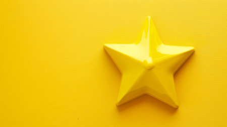 A striking yellow star shape against a vibrant yellow background captures attention. This image can be used for creative projects, art designs, and cheerful themes.の素材