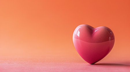 A smooth pink heart rests on a soft, orange background, embodying love and affection. This image captures the essence of romance and emotional warmth.の素材
